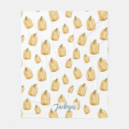 素朴秋ウォーター色オレンジカボチャ フリースブランケット