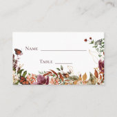 素朴秋ウォーター色フローラ&緑 プレイスカード (正面)