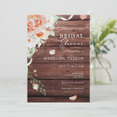 素朴秋ウッド&ピーチフローラブライダルシャワー 招待状 (スタンド正面)
