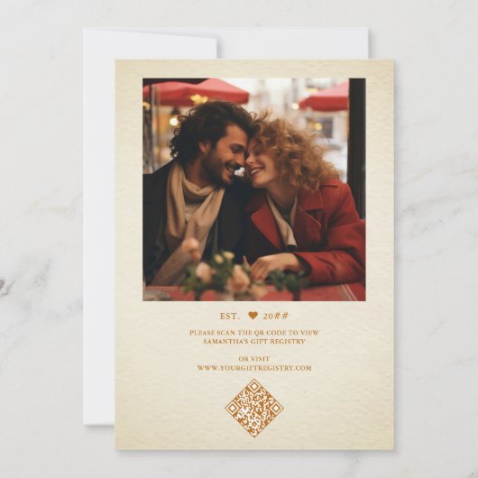 素朴秋エレガントパンプキンプロセッコブライダルシャワー 招待状 (裏面)