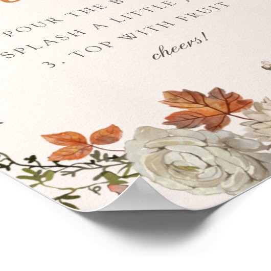 素朴秋エレガントベイビーシャワーミモサバー標識 ポスター (角)