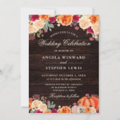 素朴秋オレンジカボチャフローラ結婚ズ 招待状 (正面)