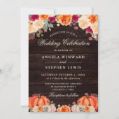 素朴秋オレンジカボチャフローラ結婚ズ 招待状 (正面)