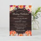 素朴秋オレンジカボチャフローラ結婚ズ 招待状 (スタンド正面)