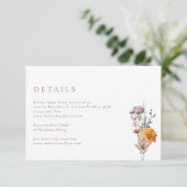 素朴秋オレンジ&パープルワイルドフラワー結婚ズ エンクロージャーカード (スタンド正面)