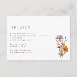 素朴秋オレンジ&パープルワイルドフラワー結婚ズ エンクロージャーカード