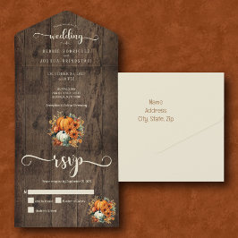 素朴秋オータムカボチャ結婚ンス オールインワン招待状