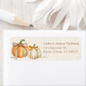 素朴秋カボチャかわいい弓と秋結婚のカボチャ ラベル (インサイチュ)