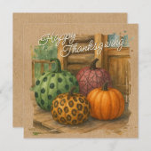 素朴秋カラフルパンプキンズホリデーカード 招待状 (正面/裏面)