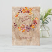 素朴秋グランジリースハッピーサンクスギビング シーズンカード (スタンド正面)