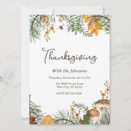 素朴秋シンプルフォレストサンクスギビング 招待状