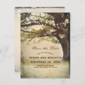 素朴秋ツリーとキラキラ日付を保存 案内ポストカード (正面/裏面)