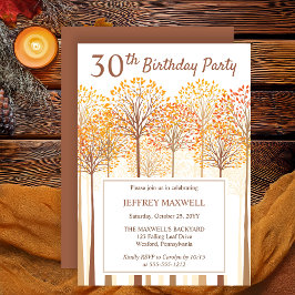素朴秋ツリーズテラコッタ30th誕生日パーティー 招待状