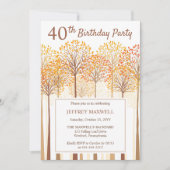 素朴秋ツリーズテラコッタ40th誕生日パーティー 招待状 (正面)