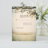 素朴秋ツリーブランチ結婚式RSVPカード 出欠カード (スタンド正面)