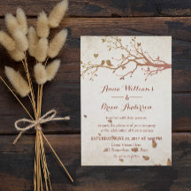 素朴秋ツリーラブバーズヴィンテージウェディング