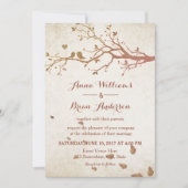 素朴秋ツリーラブバーズヴィンテージウェディング 招待状 (正面)