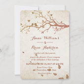 素朴秋ツリーラブバーズヴィンテージウェディング 招待状 (正面)