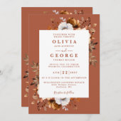 素朴秋テラコッタフローラすべて結婚の 招待状 (正面/裏面)
