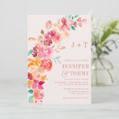 素朴秋テラコッタフローラ結婚写真 招待状 (スタンド正面)