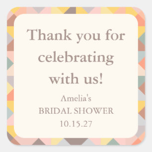 素朴秋ニュートラルカスタムブライダルシャワーありがとう スクエアシール