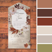 素朴秋ニュートラルリース金ゴールドディナー オールインワン招待状