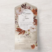 素朴秋ニュートラルリース金ゴールドNoディナー オールインワン招待状 (内側)