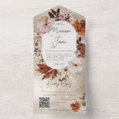 素朴秋ニュートラルリース金ゴールドQRコード オールインワン招待状 (内側)