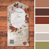 素朴秋ニュートラルリース金ゴールドQRコード オールインワン招待状