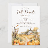素朴秋ハーベストバーンサンクスギビング 招待状 (正面)