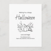 素朴秋パンプキシンプルンタイポグラフィハロウィン シーズンポストカード (正面)