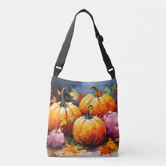 素朴秋パンプキンカラフル紅葉 クロスボディバッグ (正面)
