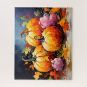 素朴秋パンプキンカラフル紅葉 ジグソーパズル (縦)