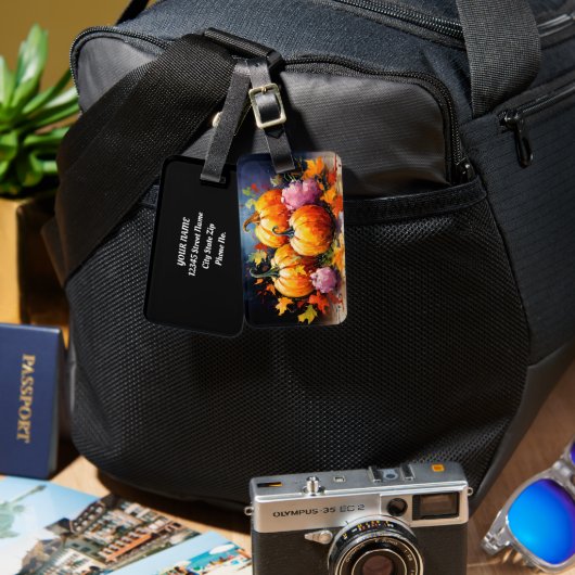 素朴秋パンプキンカラフル紅葉 ラゲッジタグ (正面&裏面)