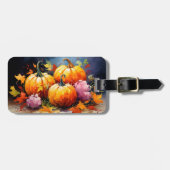 素朴秋パンプキンカラフル紅葉 ラゲッジタグ (正面横)