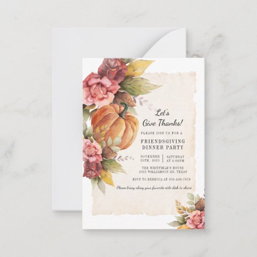 素朴秋パンプキ与えンは感謝してい友達 ノートカード (正面)