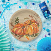素朴秋パンプキ葉ンス ペーパープレート (パーティー)