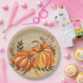 素朴秋パンプキ葉ンス ペーパープレート (パーティー)