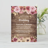 素朴秋ファンタジー水色フローラ結婚ズ 招待状 (スタンド正面)