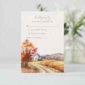 素朴秋ファームリネンプリントウェディングRSVPカード エンクロージャーカード (スタンド正面)