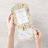 素朴秋フィールズワイルドフラワーディナー オールインワン招待状 (貼ってはがせる)