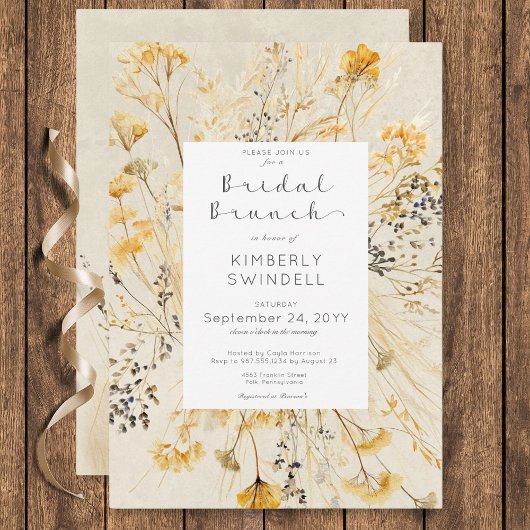 素朴秋フィールドフローラフレームブライダルブランチ 招待状