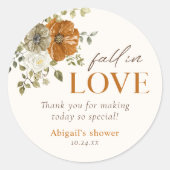 素朴秋フラワーズブライダルシャワーありがとう ラウンドシール (正面)
