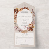 素朴秋フローラと葉ディナー オールインワン招待状 (内側)