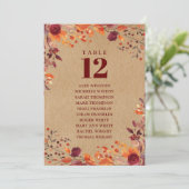 素朴秋フローラテーブル番号座席表 招待状 (スタンド正面)