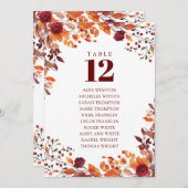 素朴秋フローラテーブル番号座席表 招待状 (正面/裏面)