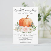 素朴秋フローラパンプキンツインベビーシャワー 招待状 (スタンド正面)