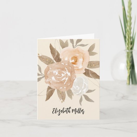 素朴秋フローラブライダルシャワーありがとう ノートカード (正面)