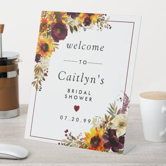 素朴秋フローラブライダルシャワーへようこそ 台座サイン (インサイチュ)