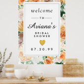 素朴秋フローラブライダルシャワーウェルカムサイン ポスター (キッチン)